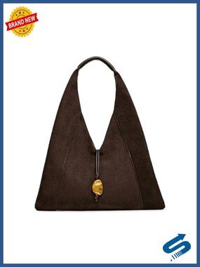 Faux Suede Hobo Bag with Snap Closure